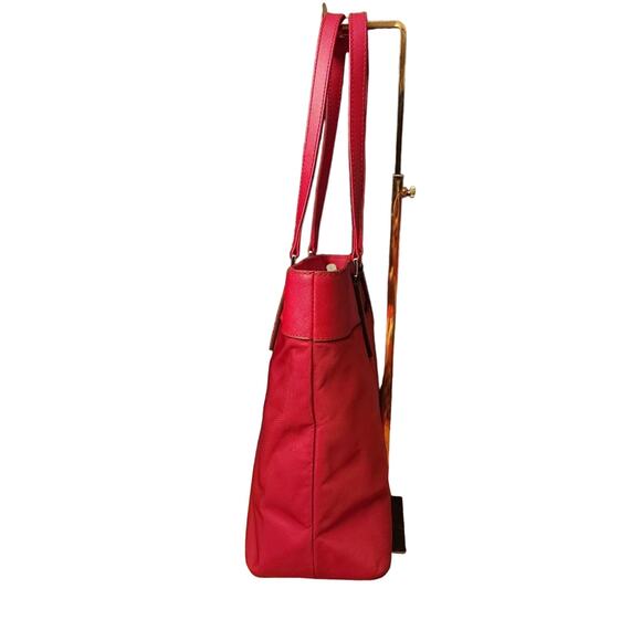 Michael Kors Small Top Nylon & Saffiano Leather Zip Tote, color Crimson Red. - Picture 7 of 9